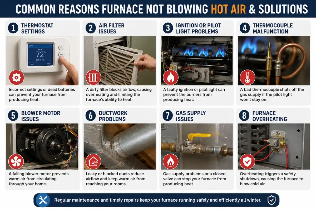 Furnace Running but Not Blowing Hot Air? Check 8 Fixes First