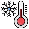 a thermometer with a blue dot